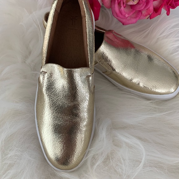 Frye Gold Leather Slip Ons - Picture 2 of 4